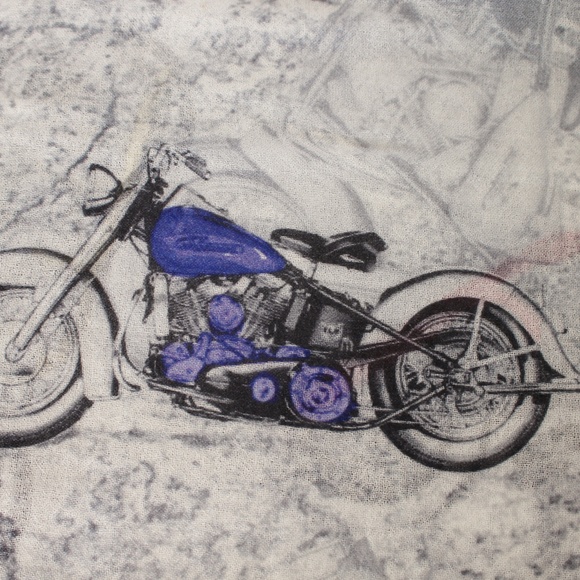 Cashmere Blend Motorcycle-Print Long Scarf Gray - Picture 5 of 8